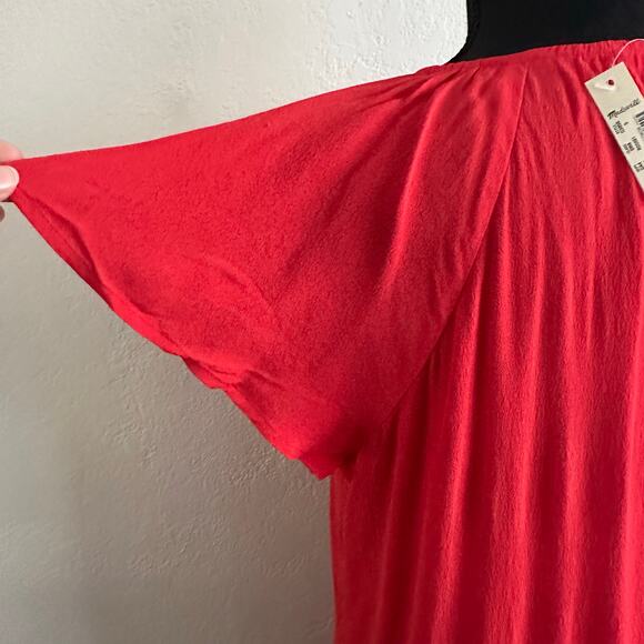 nwt Madewell Cherry Red Dress size S Lace Up V-neck Flutter Sleeves - Picture 14 of 15